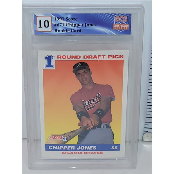 1991 Score #671 Chipper Jones Rookie Card - Graded 10
