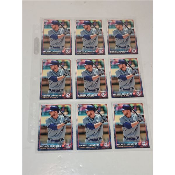 Sheet of Michael Saunders Baseball Cards