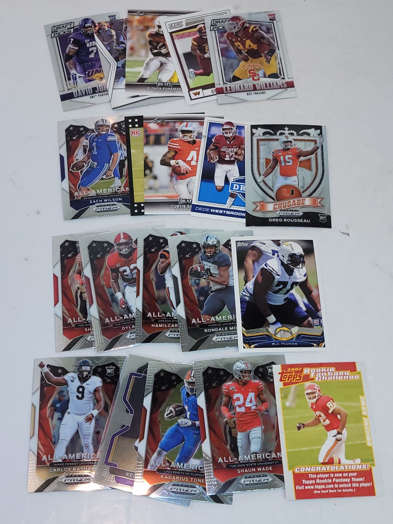 Lot of 20 NFL Football Rookie Cards