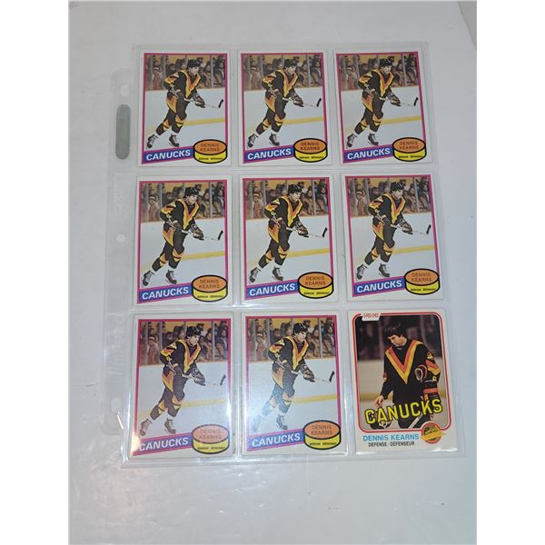 Sheet of Vintage Dennis Kearns Hockey Cards