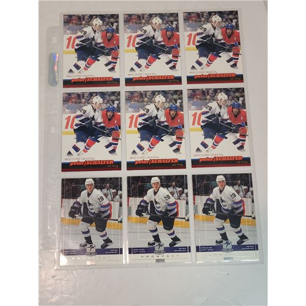 Sheet of Peter Schaefer Hockey Cards