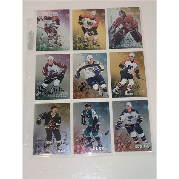 Sheet of 9 NHL Auto Cards