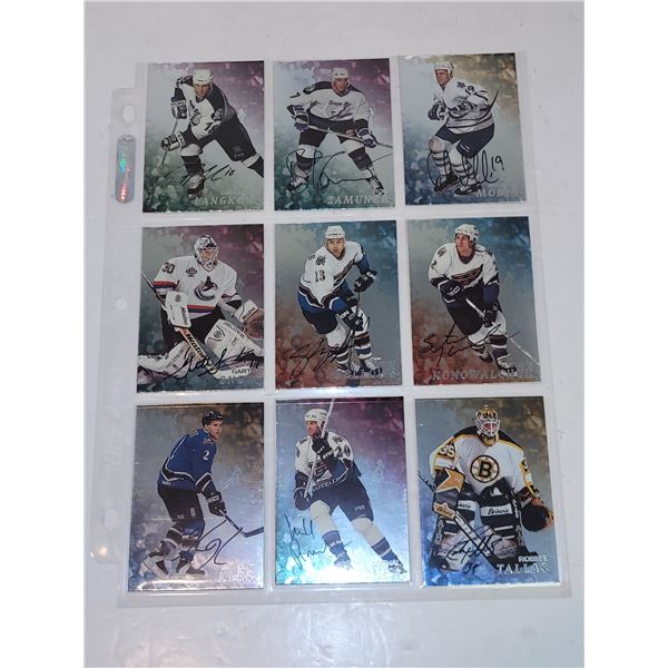 Sheet of 9 NHL Auto Cards