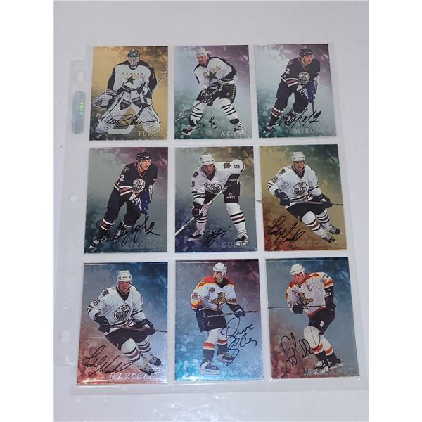 Sheet of 9 NHL Auto Cards