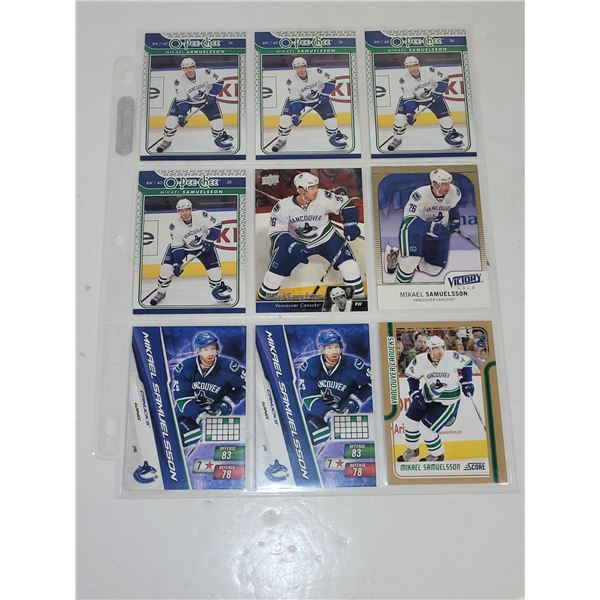 Sheet of Vancouver Canuck Hockey Cards
