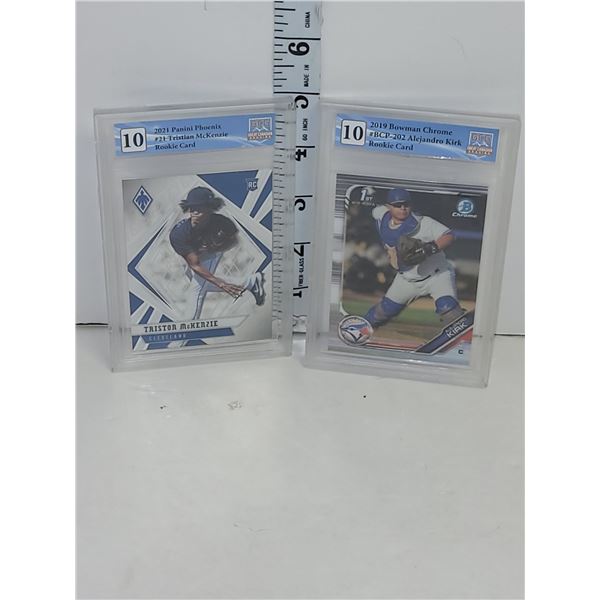 2021 Panini Pheonix #21 Tristian McKenzie Rookie Card Graded 10 & 2019 Bowman Chrome #BCP-202 Alejan