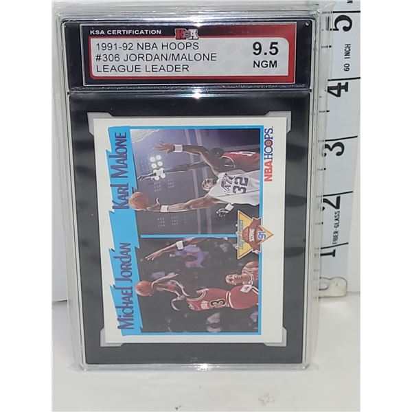 1991-92 NBA Hoops #306 Jordan/Malone League Leader - Graded 9.5 NGM
