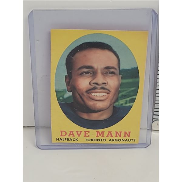 Vintage 1958 Dave Mann Toronto Argonaut CFL Football Card in Top Loader