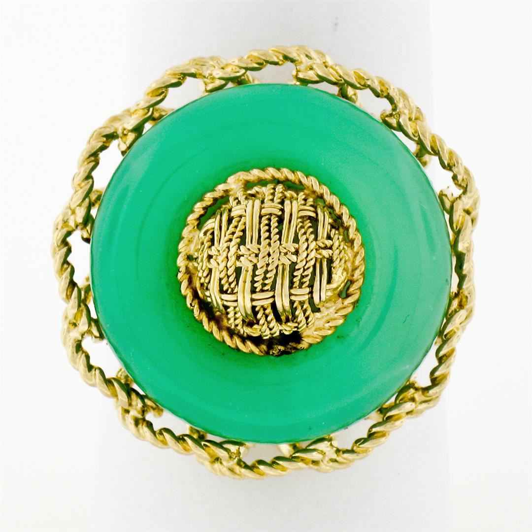 Vintage 18K Gold Braided Twisted Wire Frame Circle Platter Cocktail ...