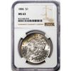 Image 2 : 1886 $1 Morgan Silver Dollar Coin NGC MS63 Nice Toning
