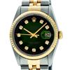Rolex Mens Two Tone Green Vignette Diamond Datejust Wristwatch