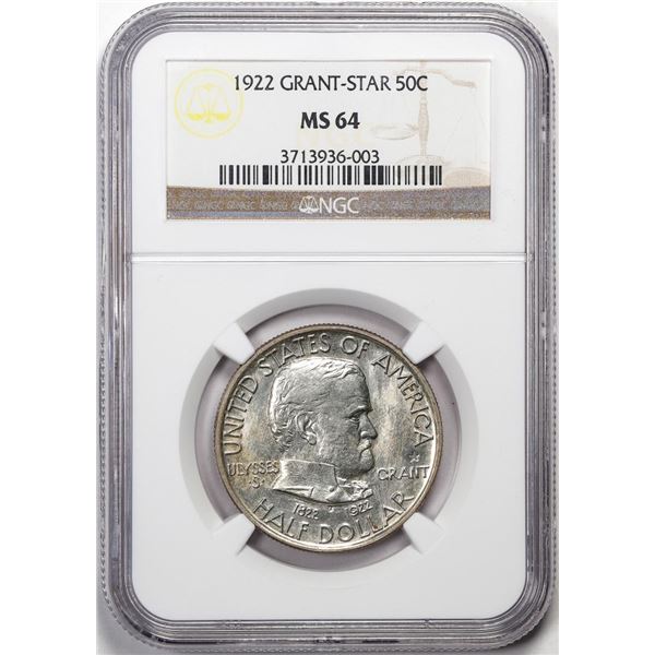1922 Grant with Star Memorial Commemorative Half Dollar Coin NGC MS64
