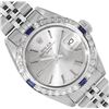 Rolex Ladies Stainless Steel Silver Index Sapphire and Diamond Date Wristwatch