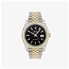 Image 2 : Rolex Mens Two Tone Black Index Datejust Wristwatch With Box And Card