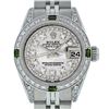 Rolex Ladies Stainless Steel Emerald and Diamond Datejust Wristwatch