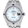Rolex Mens Stainless Steel Sapphire and Diamond Datejust Wristwatch