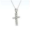 Image 2 : 14KT White Gold 0.52 ctw Diamond Cross Pendant with Chain