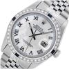 Image 3 : Rolex Mens Stainless Steel White Roman Sapphire and Diamond Datejust Wristwatch