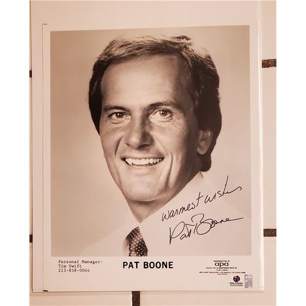 Pat Boone   Autographed 8” x 10” Photograph.  Global Authentics COA.