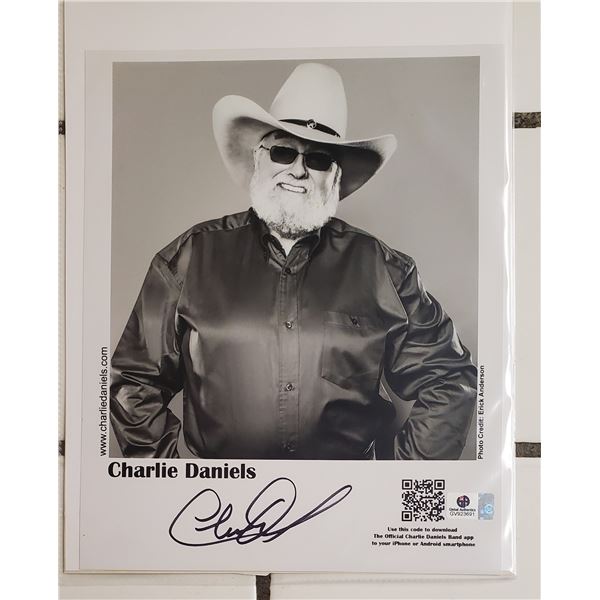 Charlie Daniels  Autographed 8” x 10” Photograph. Global Authentics COA.