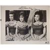 Image 1 : The Lennon Sisters: Kathy, Janet and Peggy, Autographed 8” x 10” Photo. Global Aut
