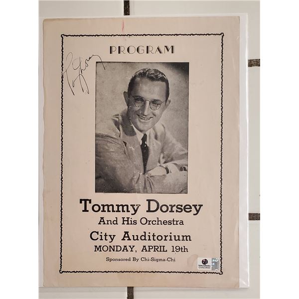 Tommy Dorsey.  Autographed 8” x 10” Photograph. Global Authentics COA.