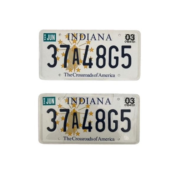 Indiana License Plates Movie Props