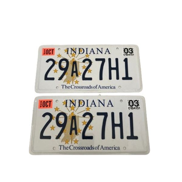 Indiana License Plates Movie Props