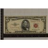 Image 1 : 1953 US $5 RED SEAL NOTE, SOME STAINS ON REVERSE