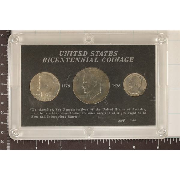 1976 BICENTENNIAL 3 COIN SET IN HARD PLASTIC CASE