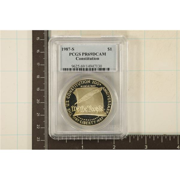 1987-S US CONSTITUTION SILVER DOLLAR PCGS PR69DCAM