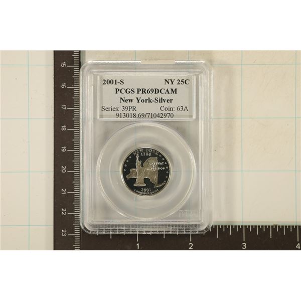 2001-S SILVER NEW YORK QUARTER PCGS PR69 DCAM