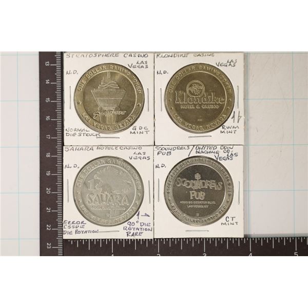 4-$1 METAL CASINO GAMING TOKENS: STRATOSPHERE,