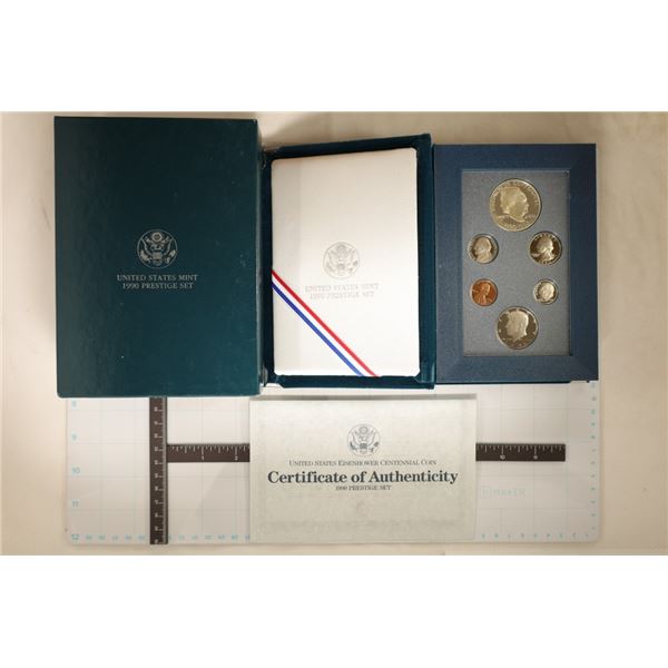 1990 US PRESTIGE PROOF SET WITH BOX AND WITH