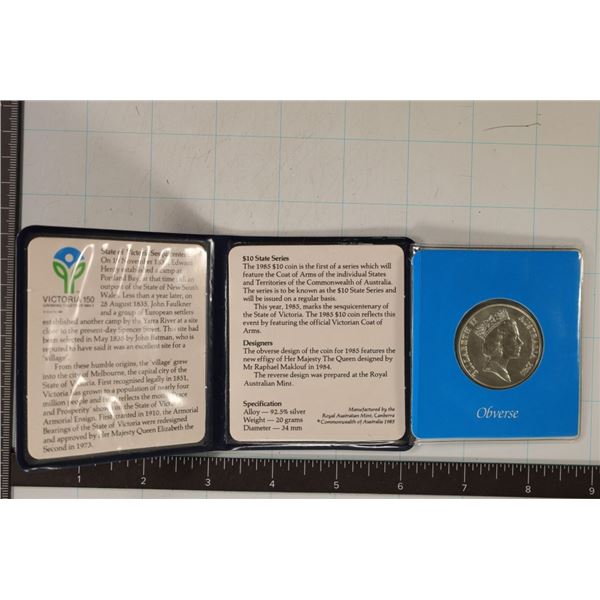 1985 AUSTRALIA $10 UNC STERLING SILVER COIN
