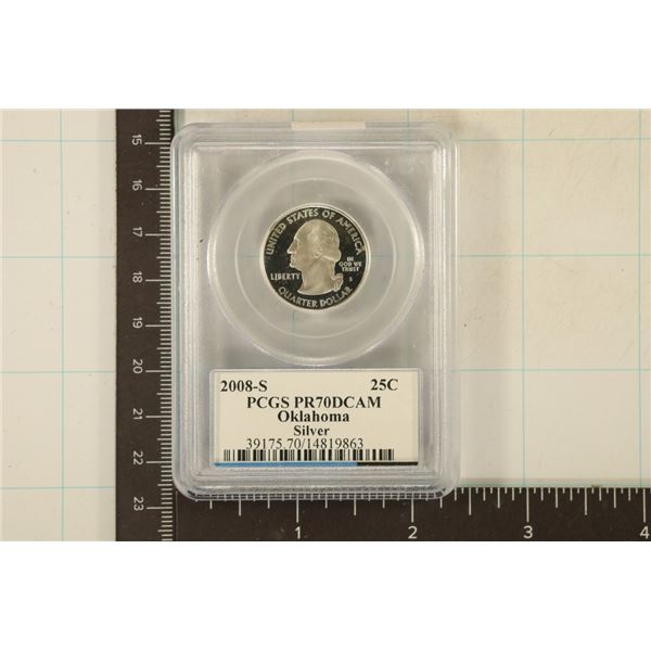 2008-S SILVER OKLAHOMA QUARTER PCGS PR70 DCAM