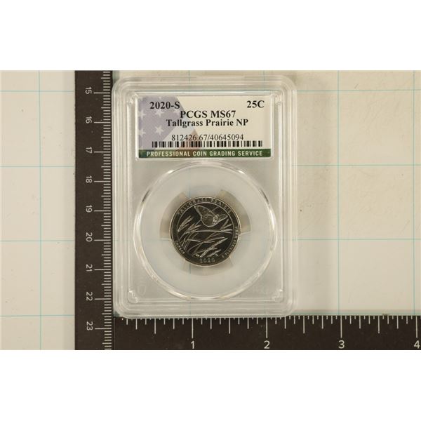 2020-S TALLGRASS PRAIRE N.P. QUARTER PCGS MS67
