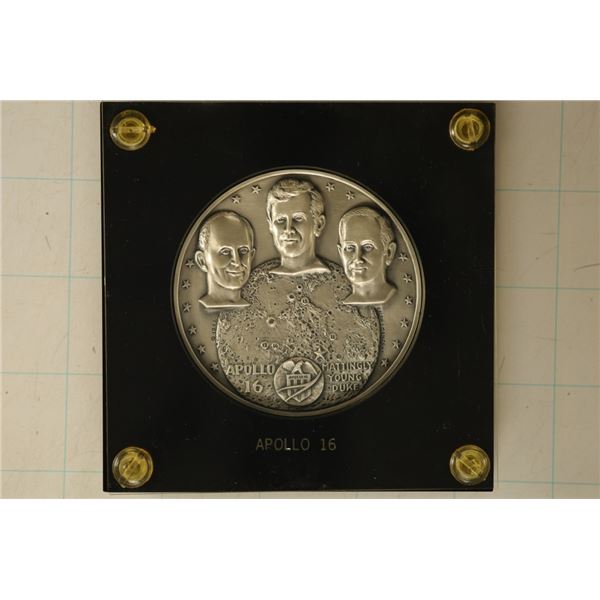 4.875 TROY OZ .999 FINE SILVER APOLLO 16 MEDAL BY
