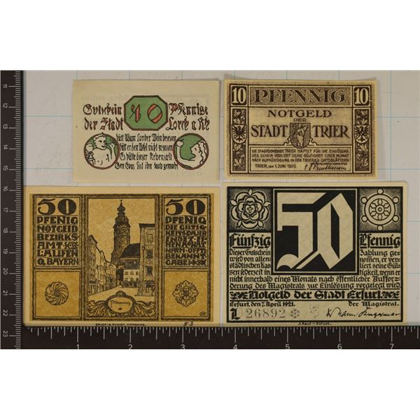 4-1921 GERMAN CU NOTGELDS: 2-10 PFENNIGS AND 2-50