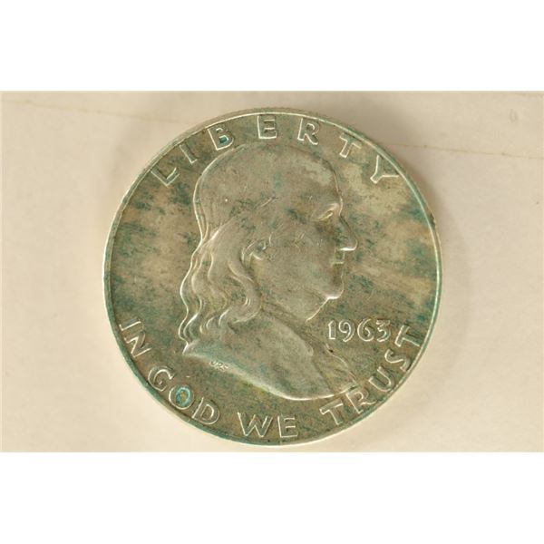 1963 SILVER FRANKLIN HALF DOLLAR IN HARD PLASTIC