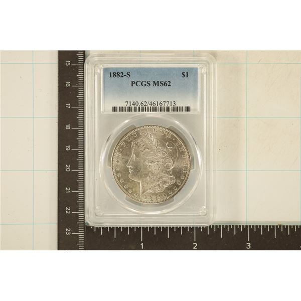 1882-S MORGAN SILVER DOLLAR PCGS MS62