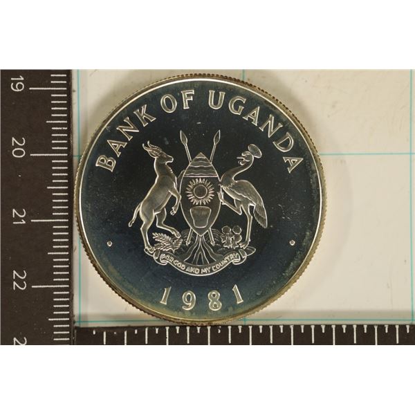 1981 PF UGANDA SILVER 200 SHILLINGS .841 OZ. ASW