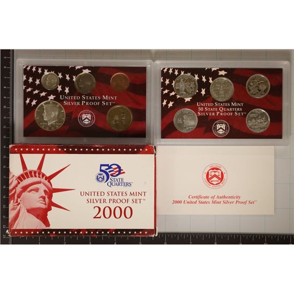 2000 US SILVER PROOF SET (WITH BOX) AND CERT.,