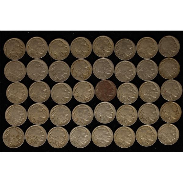 40-ASSORTED FULL DATE BUFFALO NICKELS: 1927-37