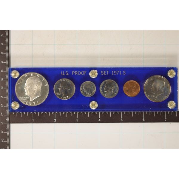 6 COIN 1971-S US PROOF SET WITH IKE SILVER DOLLAR,