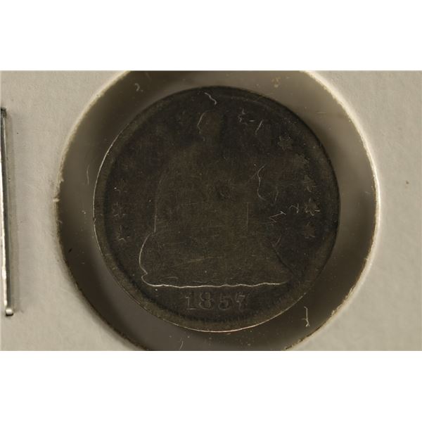 1857 US SILVER SEATED LIBERTY HALF DIME