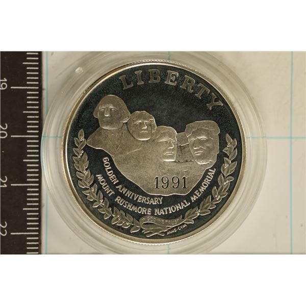 1991-S US MT. RUSHMORE SILVER DOLLAR IN HARD