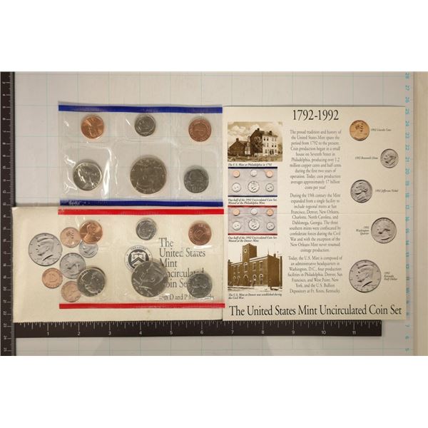 1992 US MINT SET (UNC) P/D (WITH ENVELOPE)