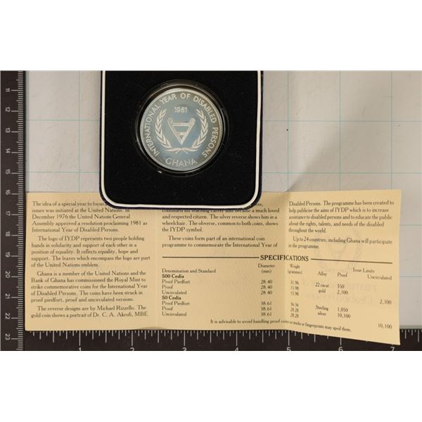 1981 GHANA 50 CEDIS PF STERLING SILVER COIN .841