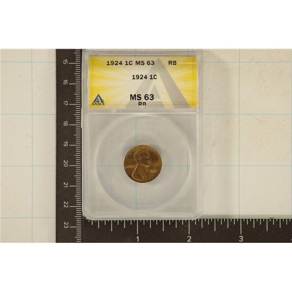 1924 LINCOLN WHEAT CENT ANACS MS63RB
